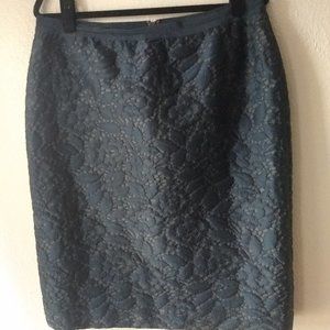 Ann Taylor, Navy Blue, Floral Lace, Midi Skirt Flattering Brand New Size 14